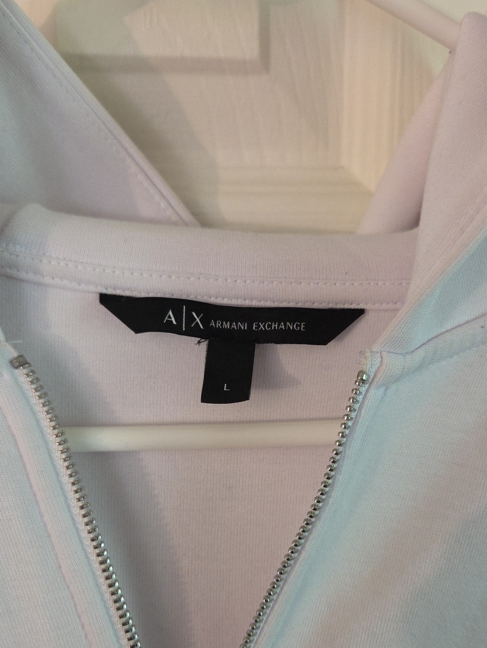 Armani Exchange White Zip-Up Hoodie Jacket